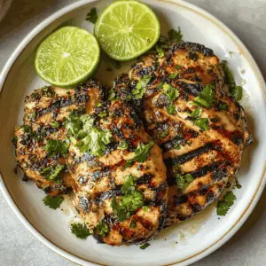 Juicy Cilantro Lime Chicken is packed with fresh flavors that bring life to your dinner table! Marinate tender chicken in zesty lime juice and fragrant cilantro for a simple yet delicious meal. Perfect for grilling, meal prep, or taco night! Save this recipe and enjoy the bright taste of summer all year round!