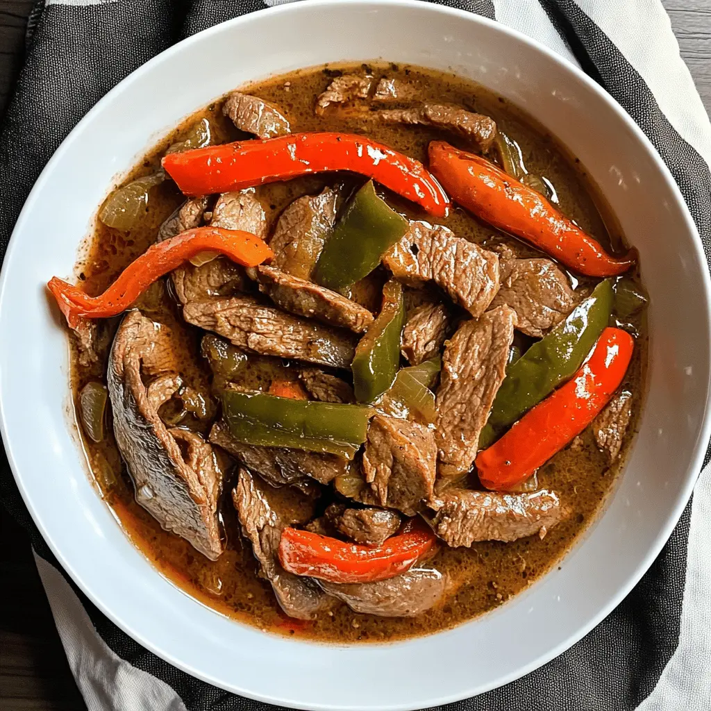 Tender beef and vibrant bell peppers come together in this easy Crock Pot Pepper Steak recipe! Slow-cooked until juicy and flavorful, this dish is perfect over rice for a satisfying meal. Great for busy weeknights or meal prep! Save this recipe and bring comfort to your table tonight!