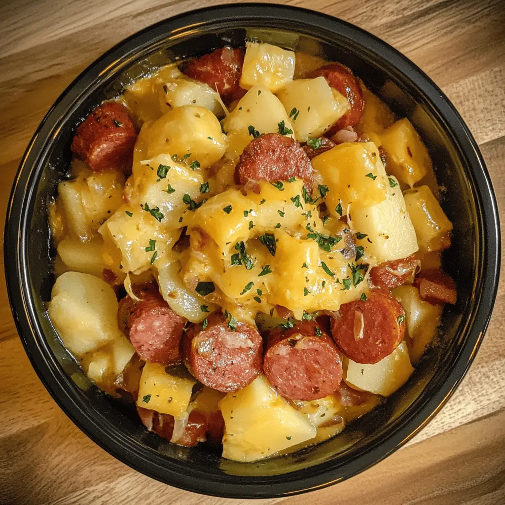 Get ready for a comforting dinner with this easy Crockpot Cheesy Kielbasa Meal! Packed with savory kielbasa, creamy cheese, and your favorite veggies, it's perfect for busy nights. Just toss everything in the crockpot and let it do the work! Save this recipe for game day or cozy family dinners – your taste buds will thank you!