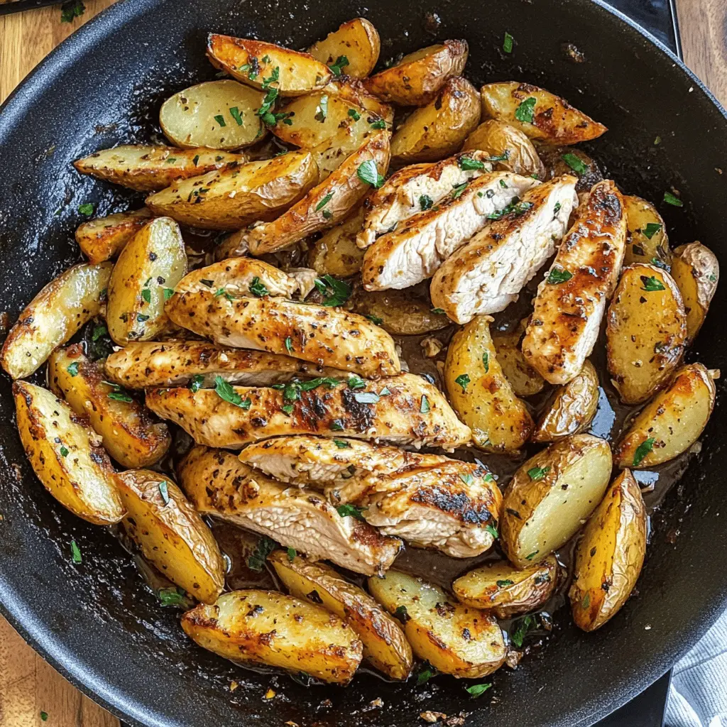 This Garlic Butter Chicken and Potatoes Skillet is a simple yet delicious one-pan meal that promises to impress! Tender chicken thighs are seared to perfection, then tossed with crispy potatoes and a rich garlic butter sauce. Perfect for busy weeknights or cozy family dinners! Save this recipe to ensure a tasty dinner is just a click away!