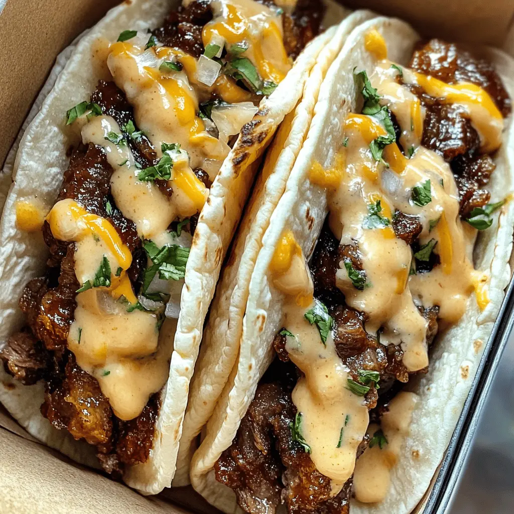 These Garlic Butter Honey BBQ Beef Tacos are a delightful twist on a classic favorite! Juicy beef marinated in a rich garlic butter and honey BBQ sauce is wrapped in warm tortillas, making every bite flavorful and satisfying. Perfect for casual dinners or taco nights with friends! Save this recipe for an easy and delicious meal that's sure to impress!