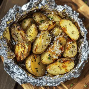 These Garlic Herb Grilled Potatoes wrapped in foil are the perfect side dish for your next BBQ! With a wonderful blend of fresh herbs and garlic, they are both easy to make and packed with flavor. Ideal for summer picnics or cozy family dinners, just toss them on the grill and enjoy! Don’t forget to save this recipe for your next outdoor gathering!