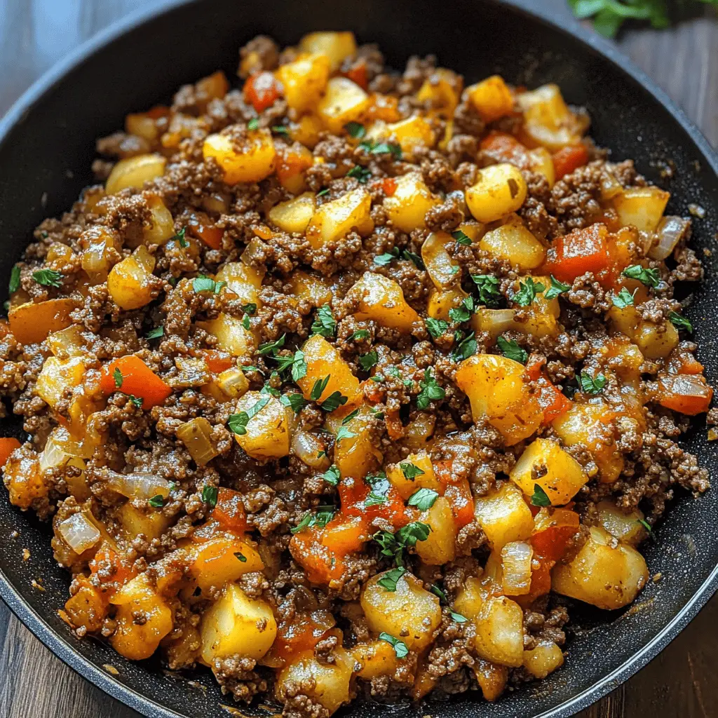 Quick and easy, this ground beef and potatoes recipe is a hearty meal perfect for busy weeknights! With tender potatoes and flavorful beef, it's a comforting dish that the whole family will love. Save this recipe for your next dinner, and enjoy a delicious homemade meal that warms the heart!