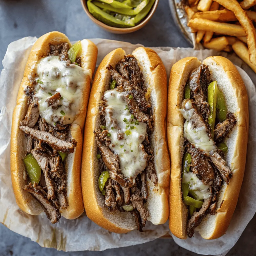 Get ready for a taste of Philadelphia with this easy Philly Cheesesteak recipe! Juicy, thinly sliced beef meets melted cheese and sautéed peppers and onions for a satisfying meal. This sandwich is perfect for game day or a quick weeknight dinner. Save this recipe to enjoy a delicious homemade cheesesteak anytime!