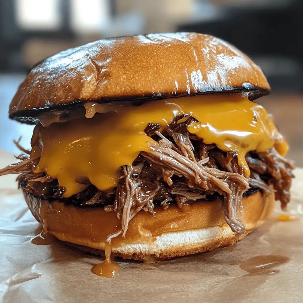 Juicy pulled beef sandwiches are perfect for any gathering! Tender, flavorful beef slow-cooked to perfection and piled high on fresh bread with your favorite toppings. This recipe highlights rich flavors and is cooked low and slow for that melt-in-your-mouth experience. Save this pin for your next BBQ or family dinner!