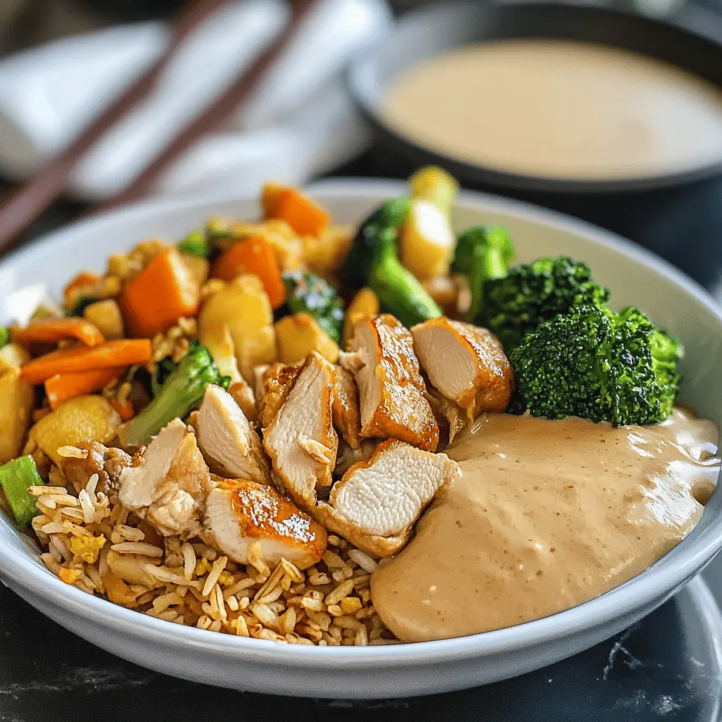 Easy Hibachi Chicken with Fried Rice and Veggies