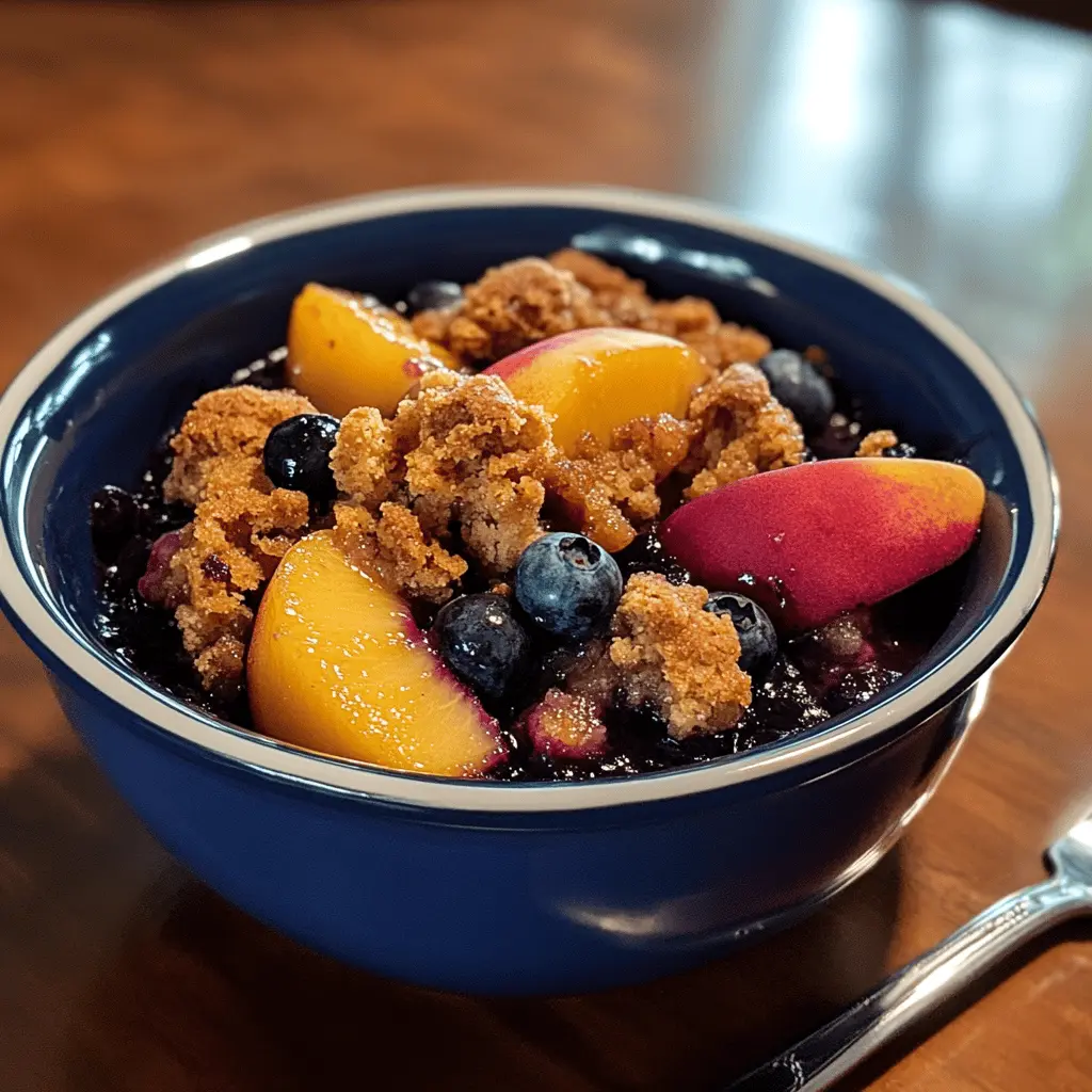 Easy Crockpot Blueberry Peach Cobbler Recipe