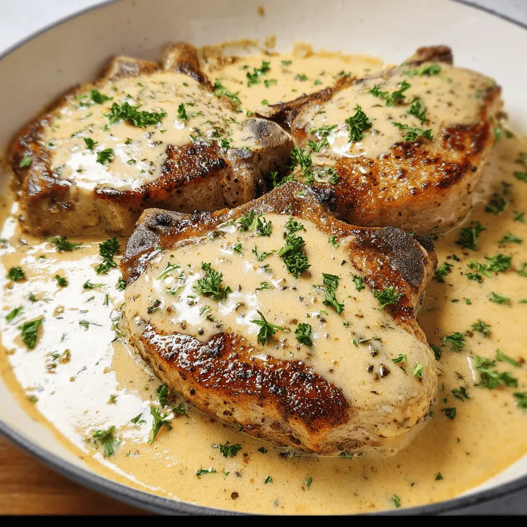 Easy Slow Cooker Pork Chops in Garlic Parmesan Sauce