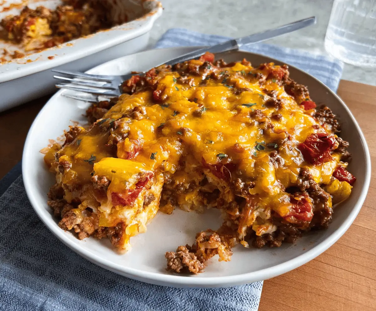 Easy Cheesy Hamburger Casserole Recipe