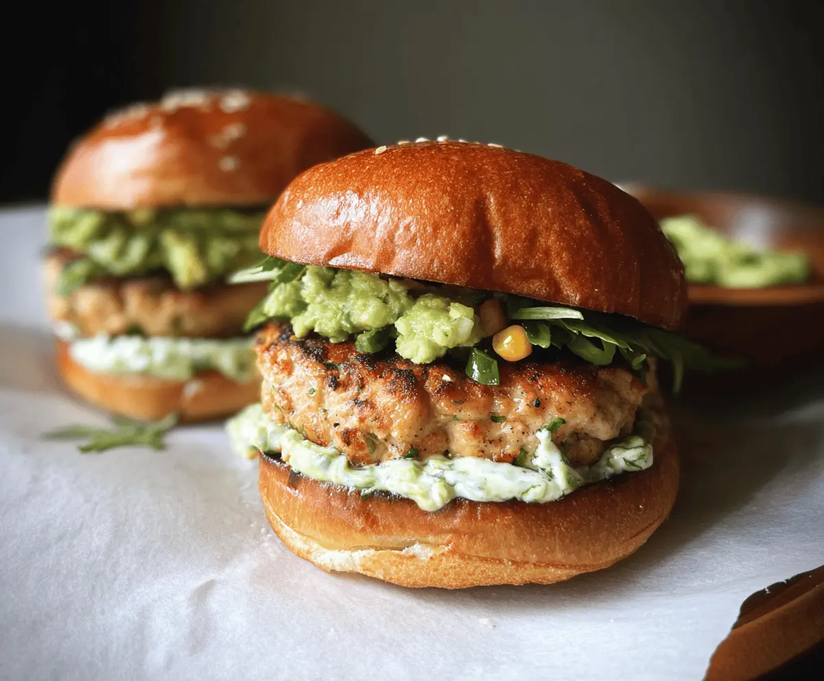 Easy Honey Jalapeño Turkey Burgers with Creamy Avocado Sauce
