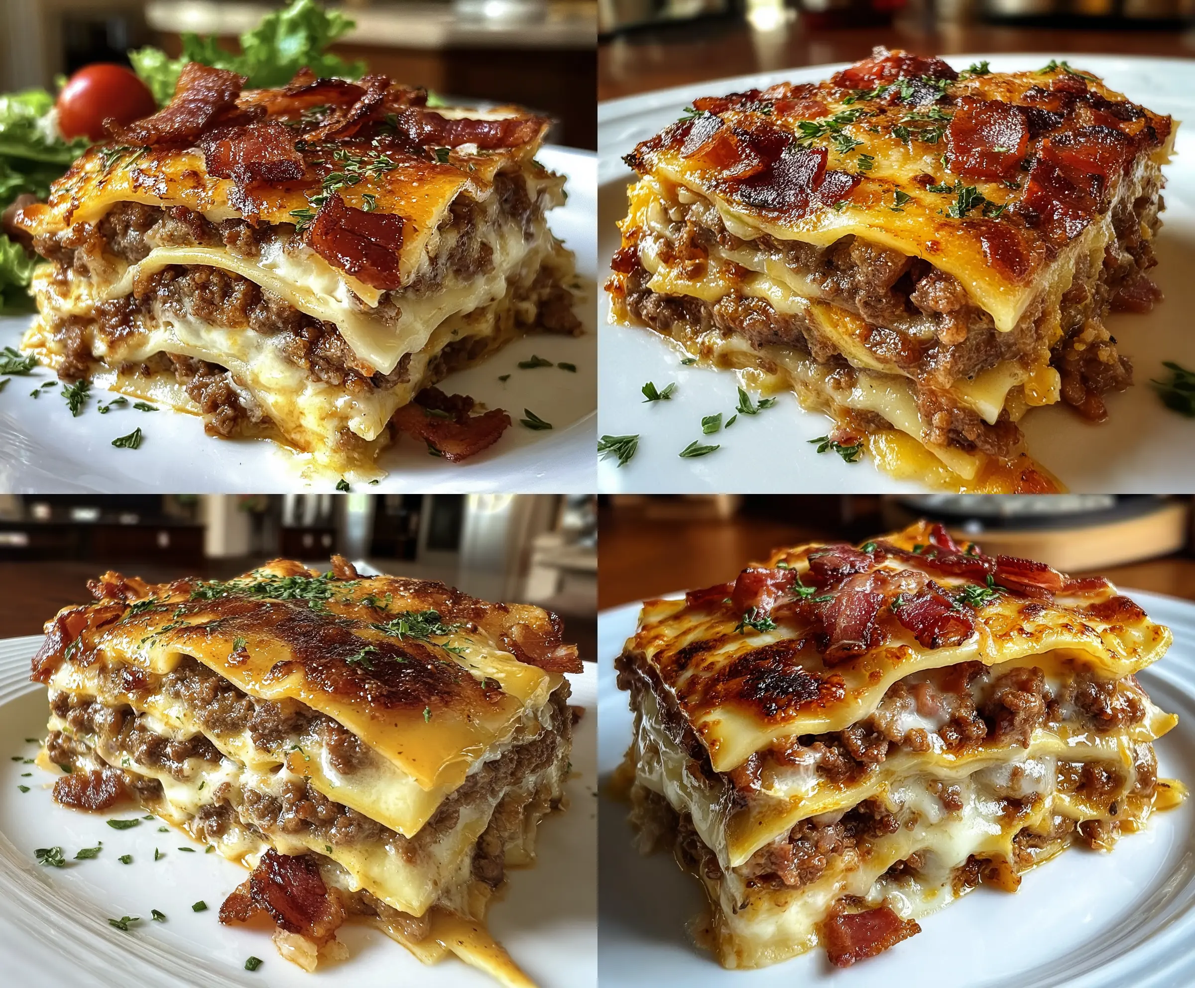 Easy Parmesan Garlic Bacon Cheeseburger Lasagna