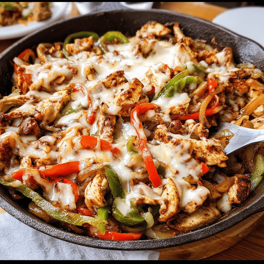Easy Cheesy Chicken Cheesesteak Skillet