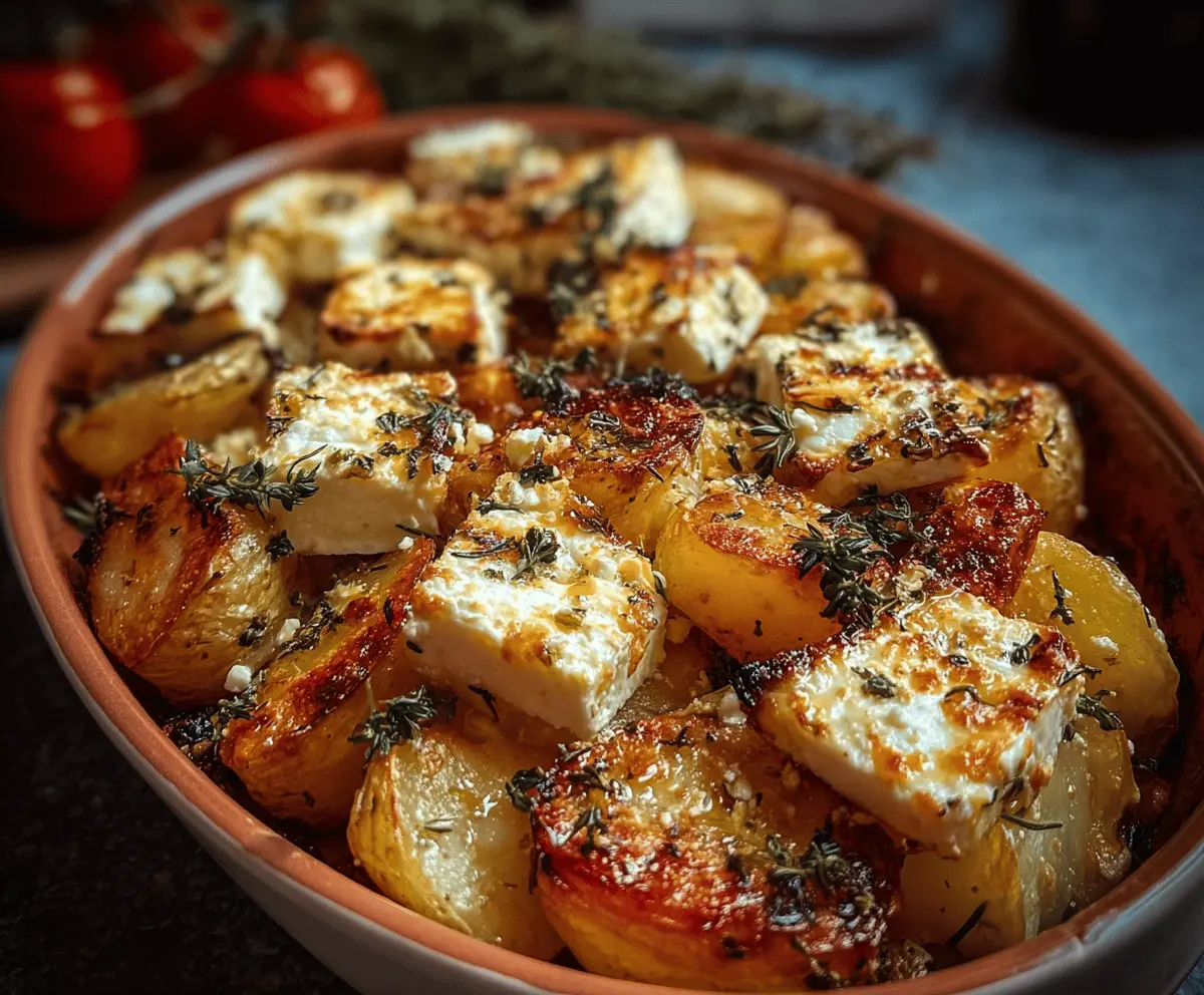 Easy Baked Feta Potatoes with Garlic and Herbs