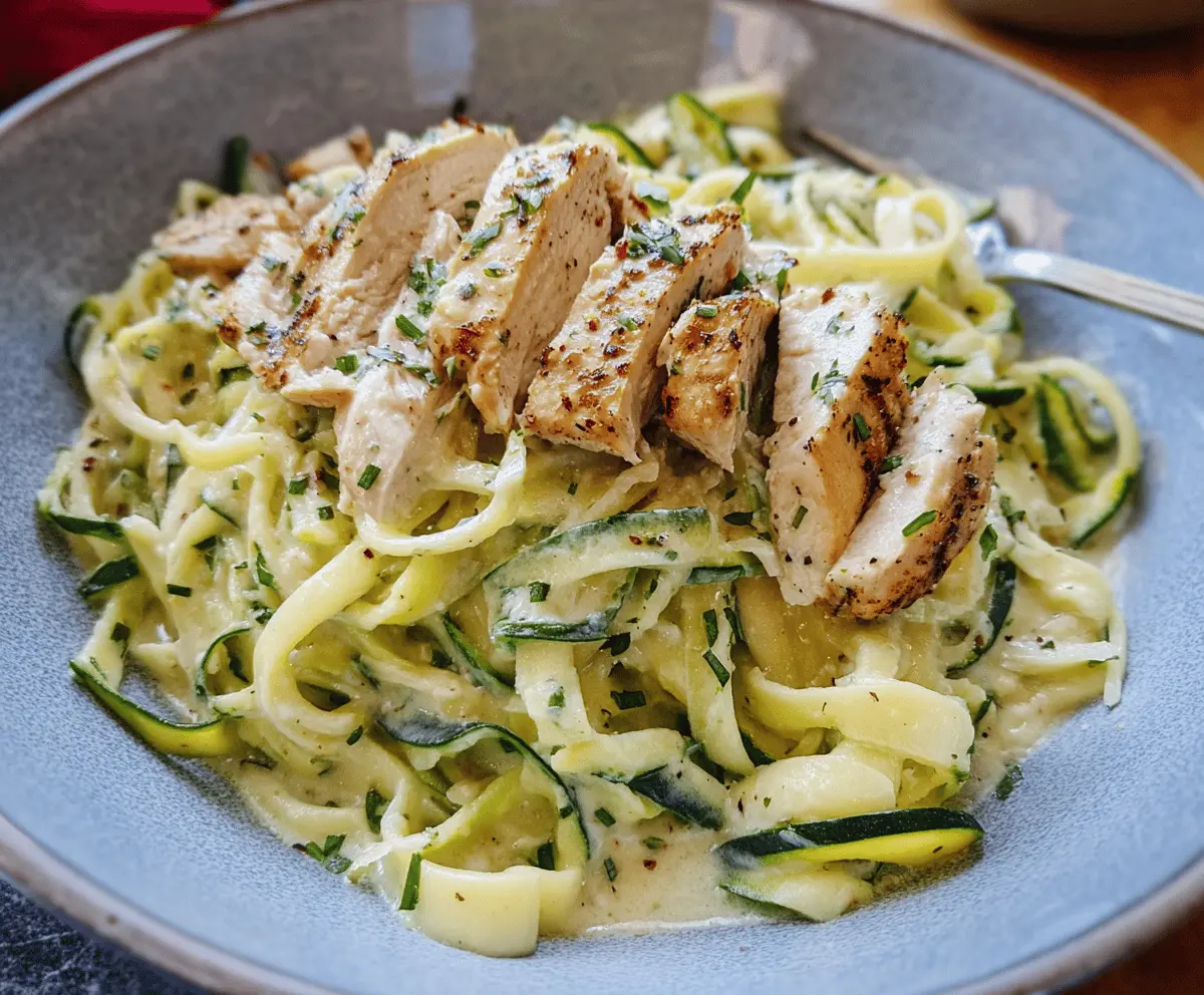 Creamy Zucchini Noodle Chicken Alfredo Recipe