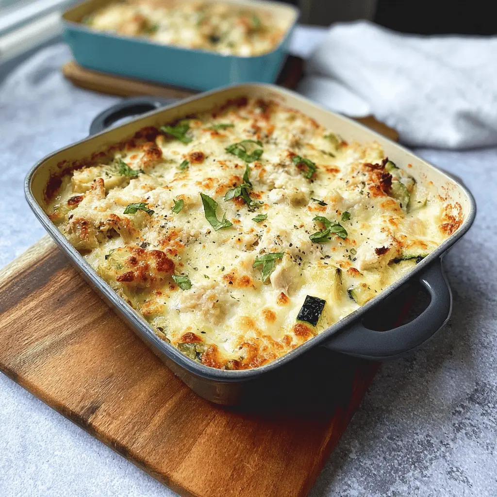 Cheesy Keto Chicken Zucchini Bake Recipe