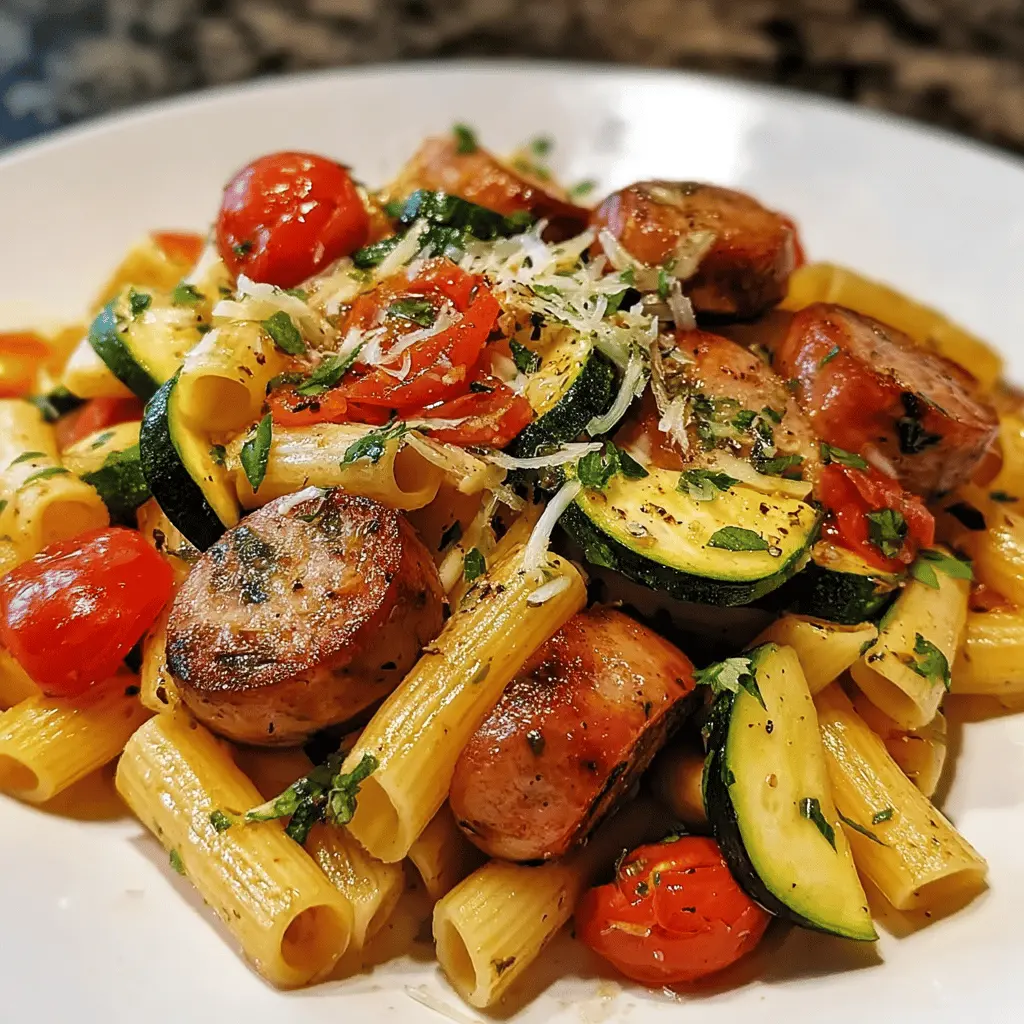 Easy Chicken Sausage Pasta with Zucchini and Tomatoes