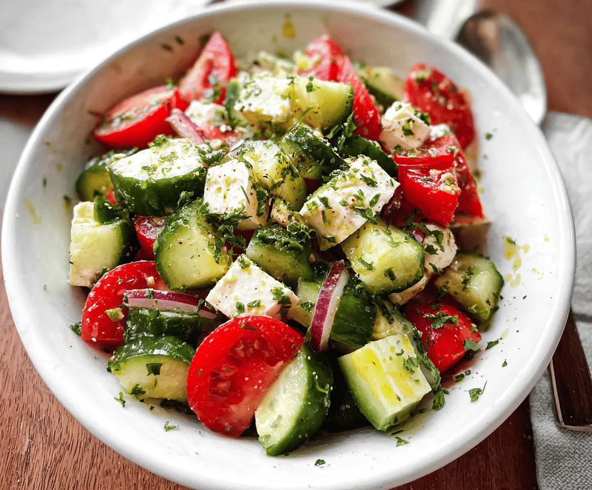 Easy Greek Cucumber Salad with Feta and Herbs