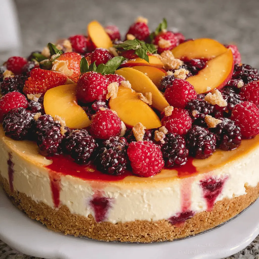 Easy Summer Berry and Peach Cheesecake Recipe