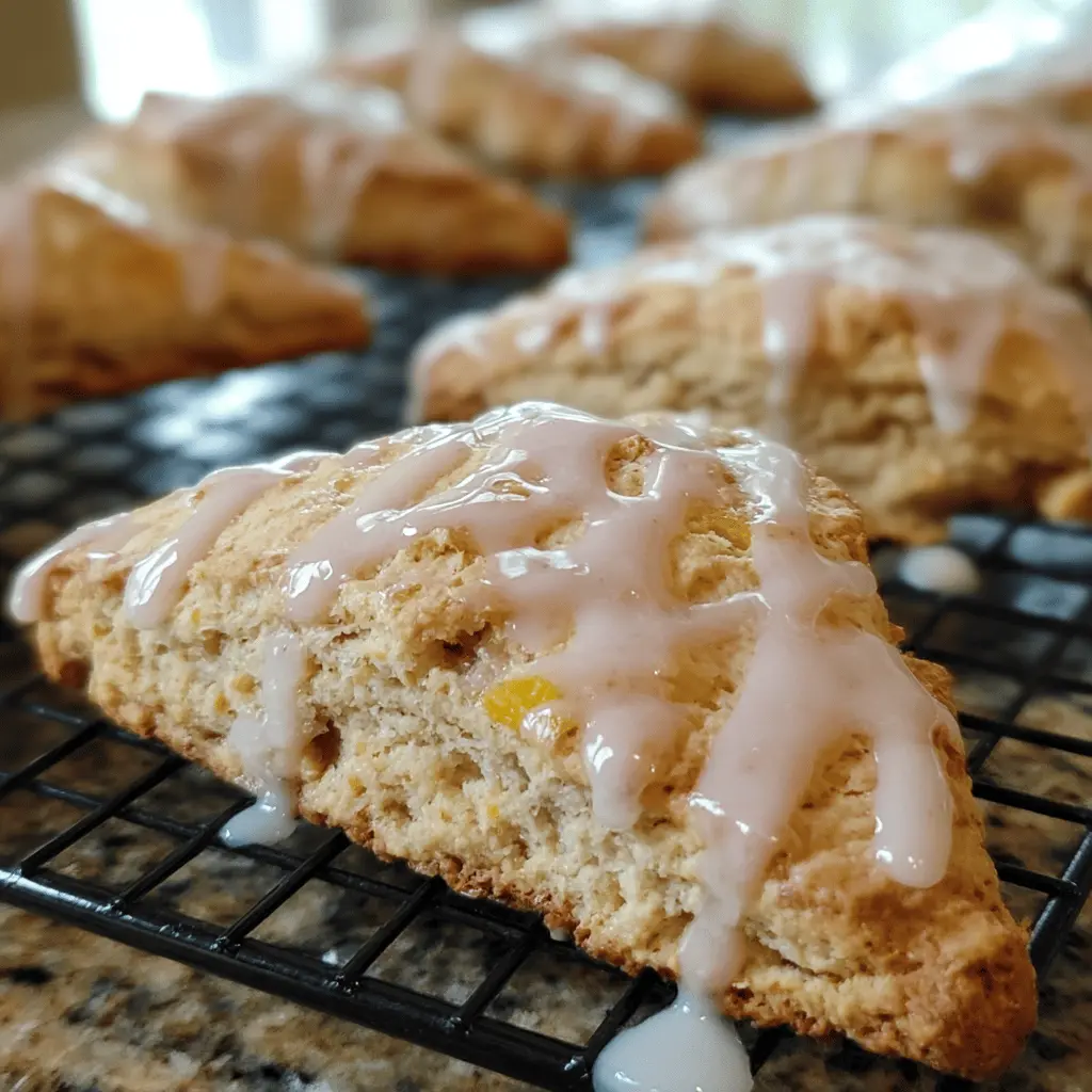 Easy Peach Pie Scones With Creamy Vanilla Glaze