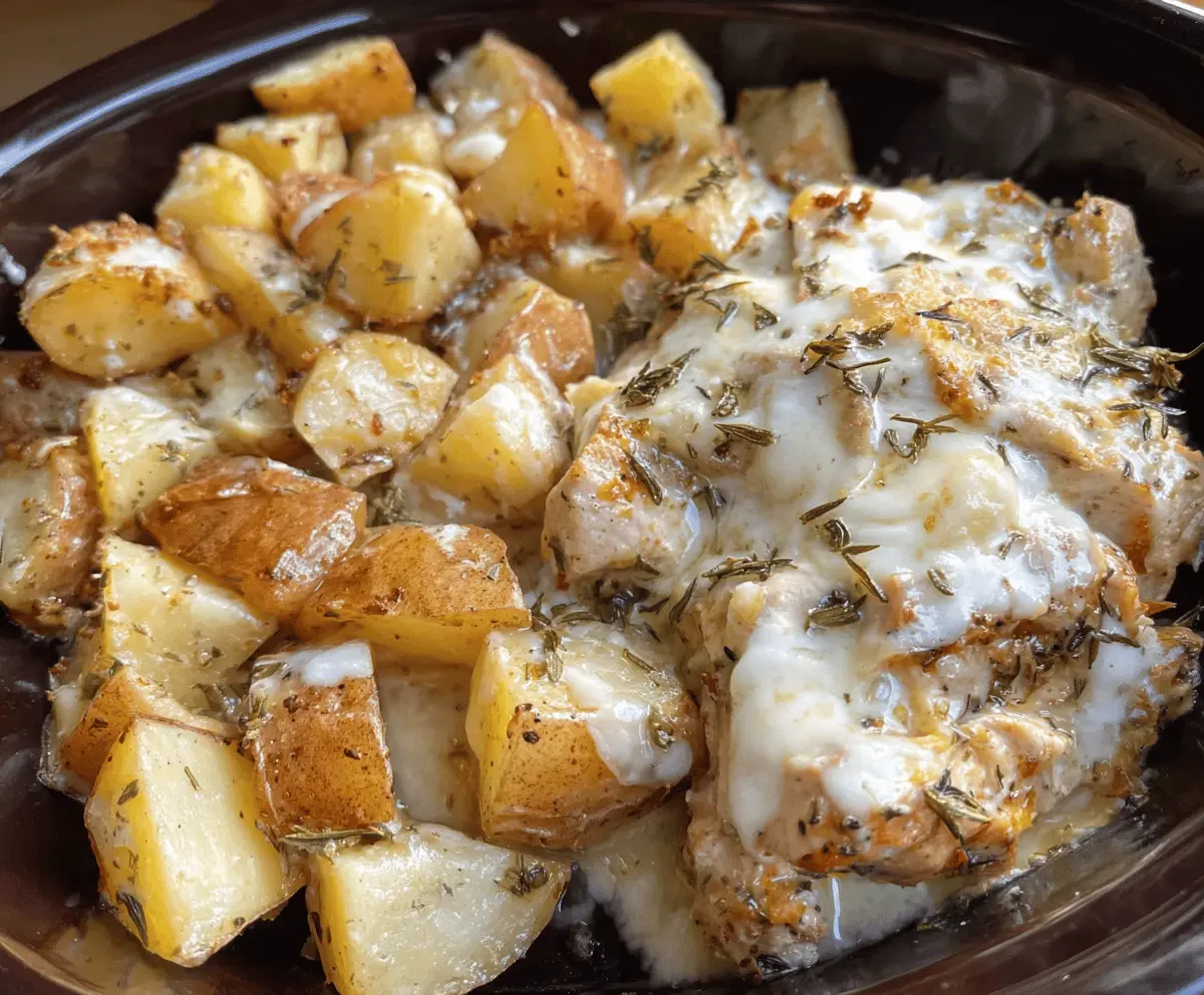 Easy Crockpot Garlic Parmesan Chicken and Potatoes