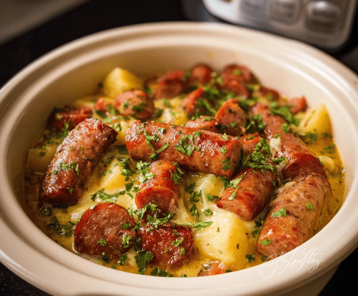 Easy Crockpot Cheesy Kielbasa Dinner Recipe