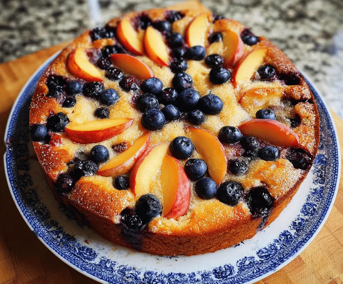 Moist Peach and Blueberry Greek Yogurt Cake
