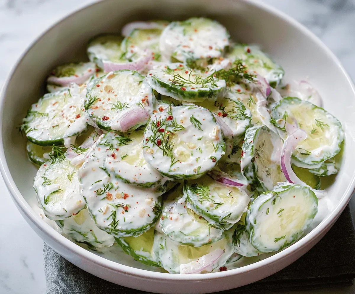 Easy Creamy Cucumber Salad Recipe