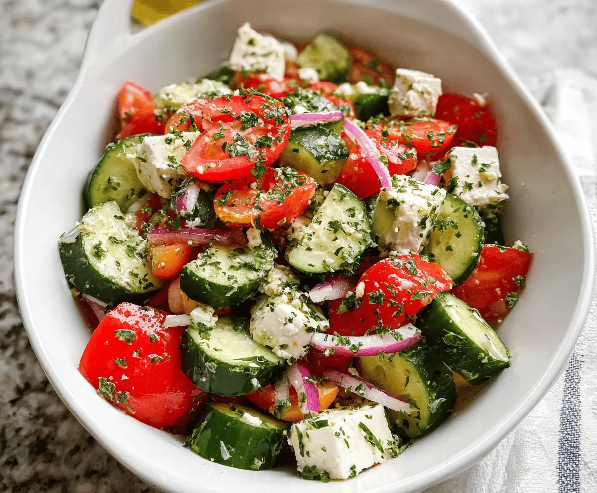 Fresh Greek Cucumber Salad with Feta and Herbs