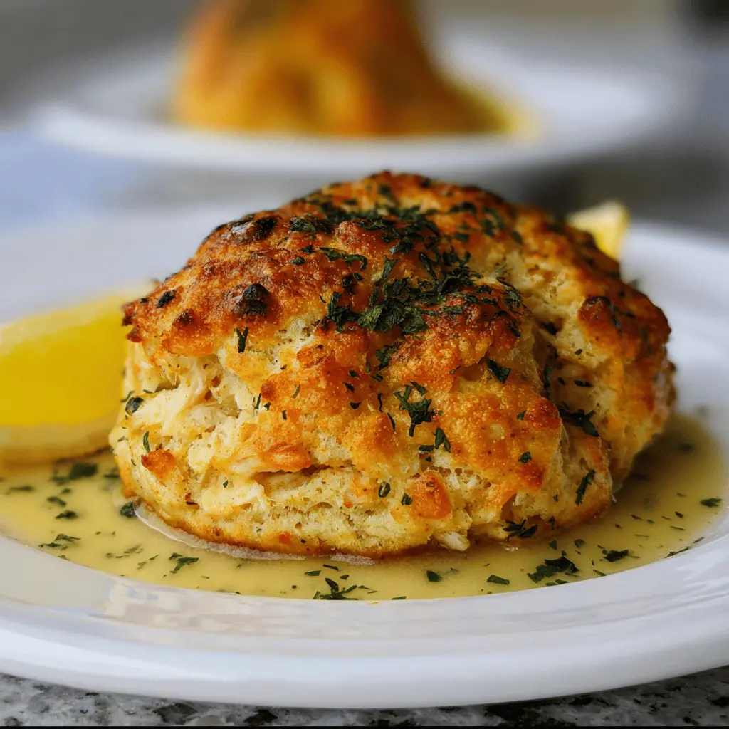 Crab-Stuffed Cheddar Bay Biscuits With Lemon Butter
