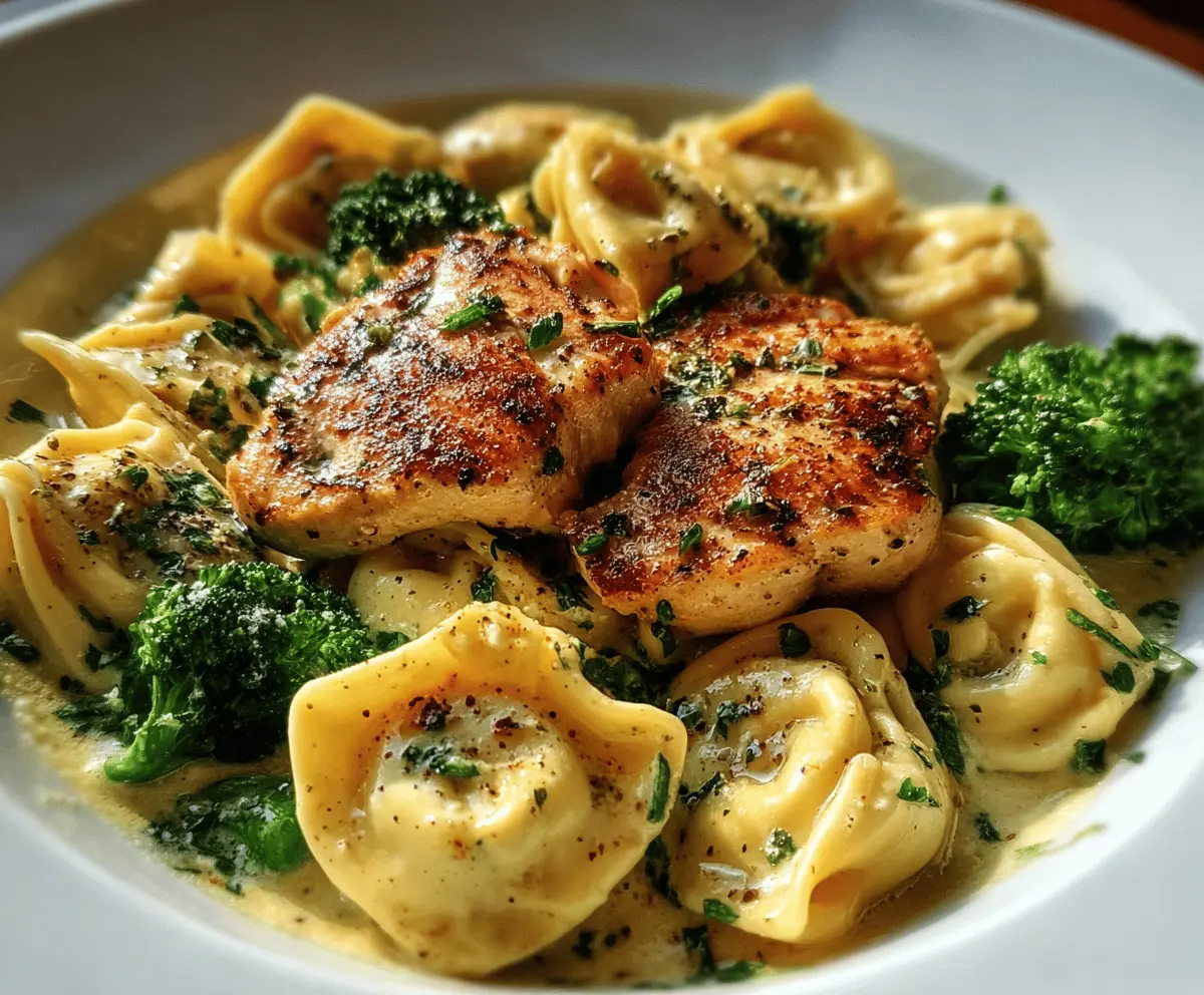 Creamy Garlic Parmesan Chicken Tortellini with Broccoli