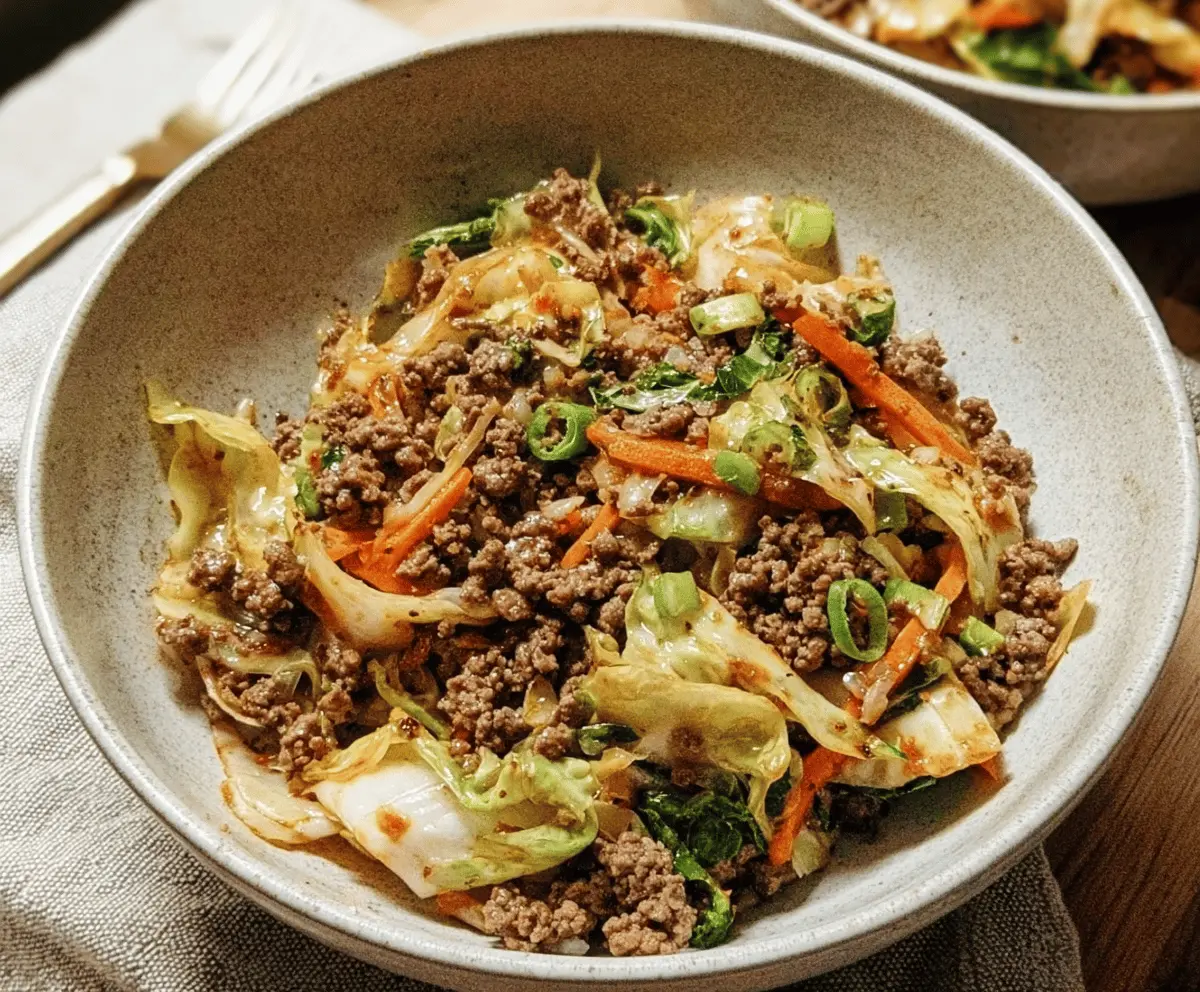 Easy Low-Carb Mongolian Beef and Cabbage Skillet