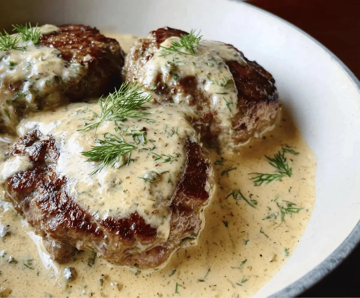 Creamy Dill Hamburger Steaks Recipe