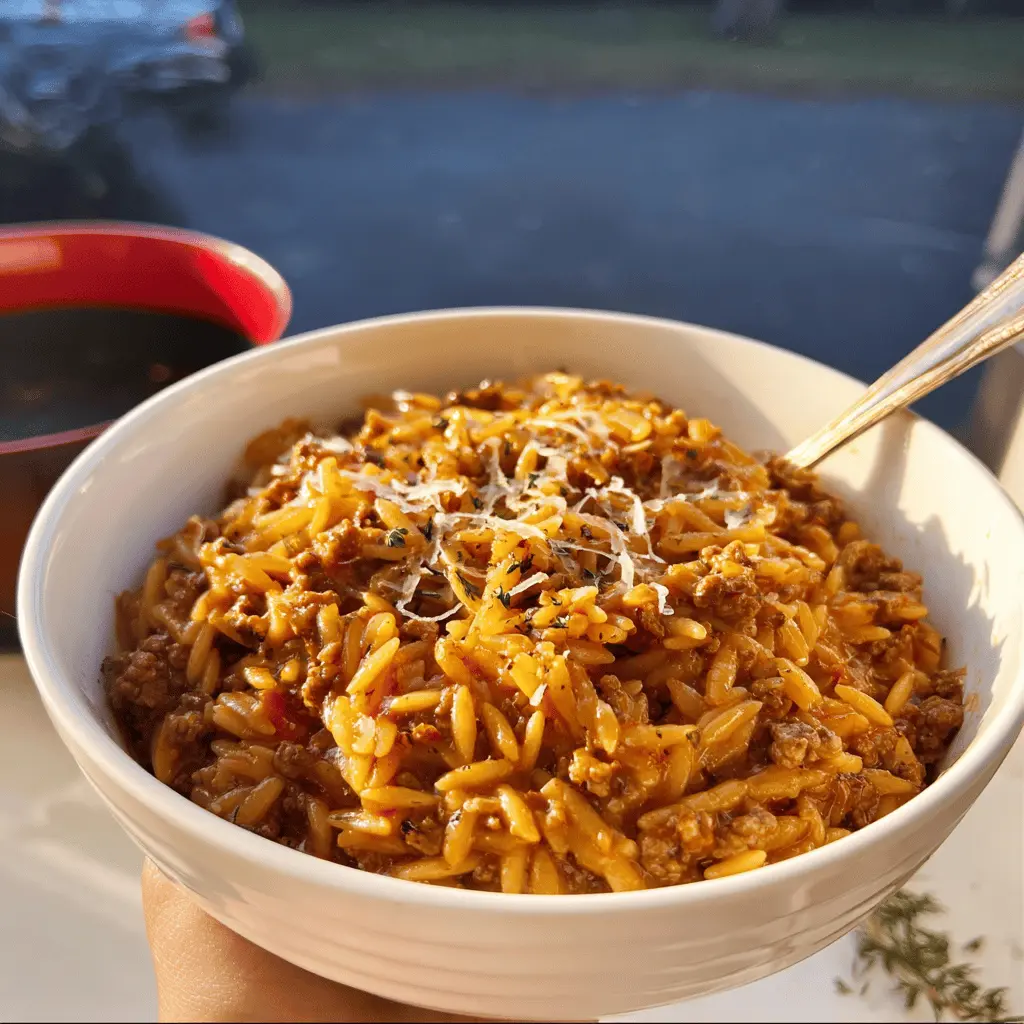 Easy Savory Ground Beef Orzo Dinner Recipe