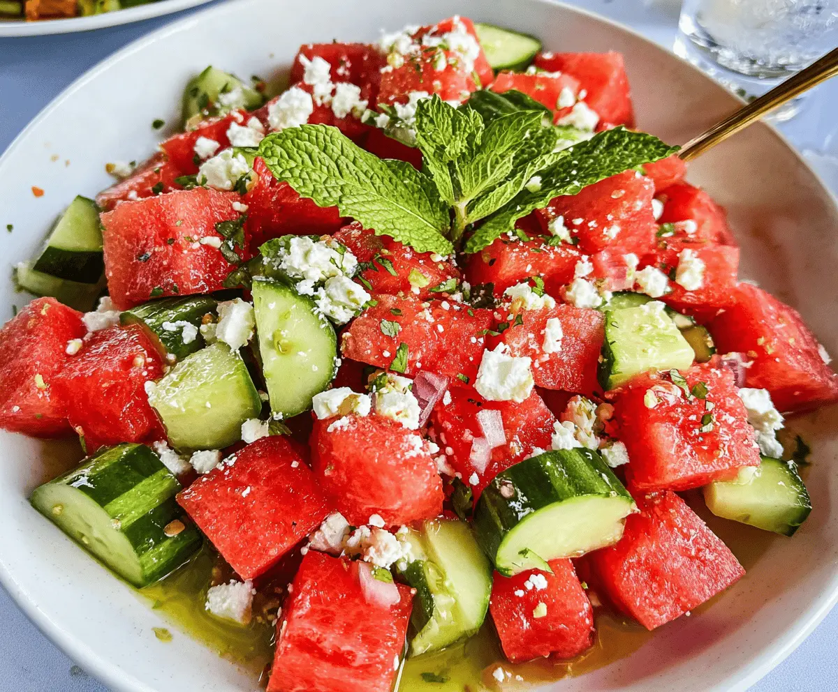 Refreshing Watermelon Cucumber Salad With Feta