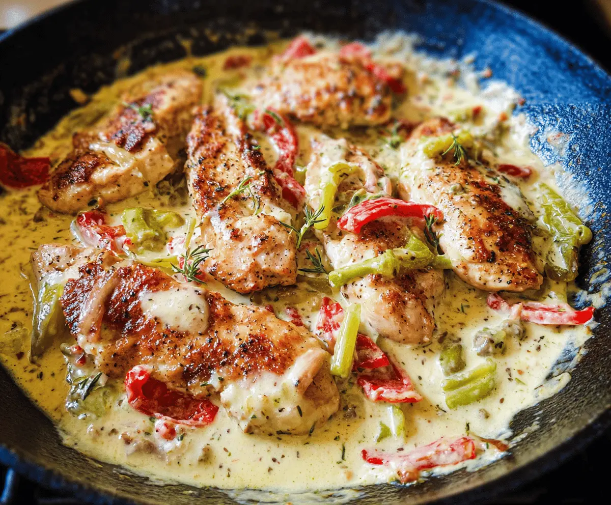 Easy Creamy Pepperoncini Chicken Skillet Recipe