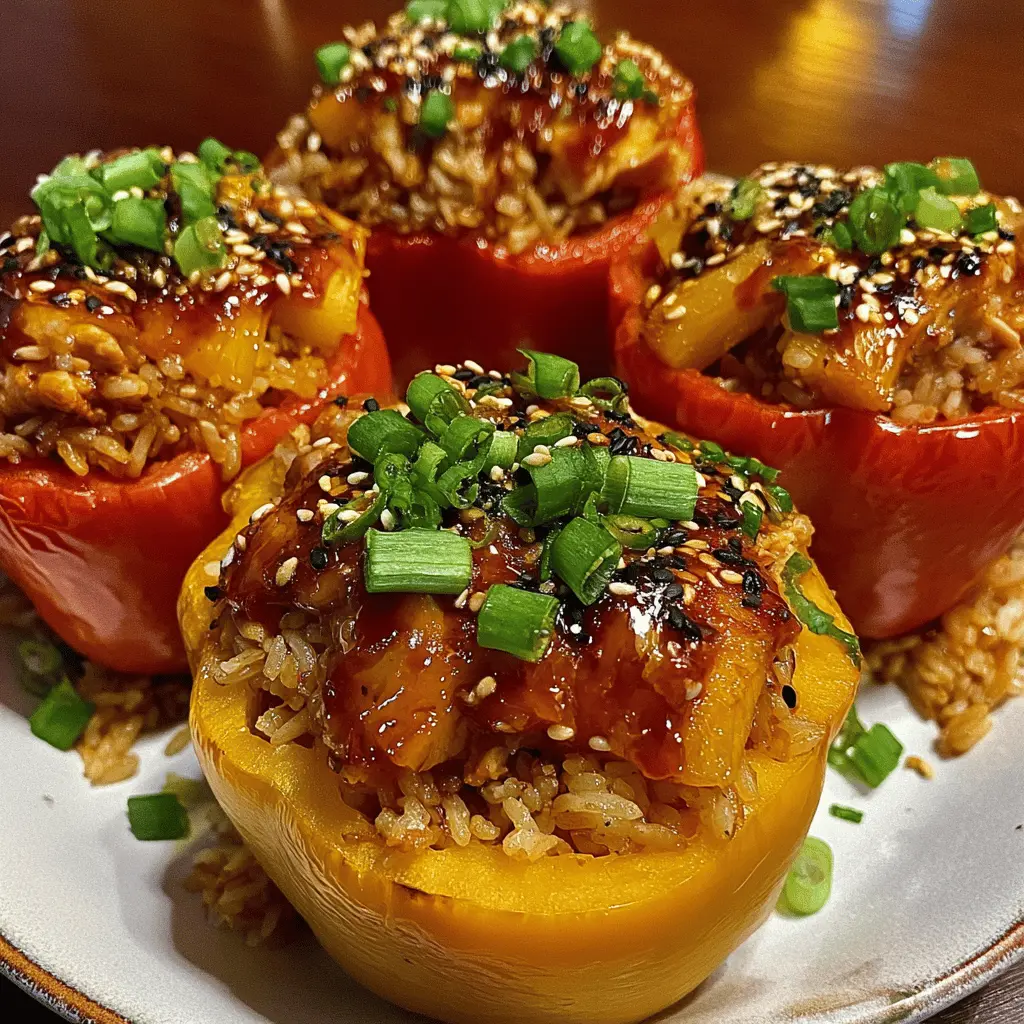 Easy Teriyaki Pineapple Chicken Stuffed Peppers
