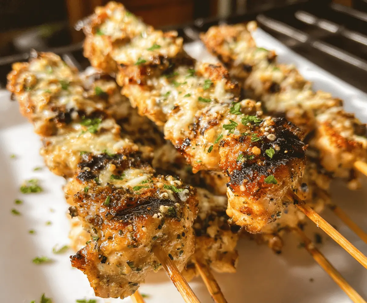 Grilled Ranch Garlic Parmesan Chicken Skewers