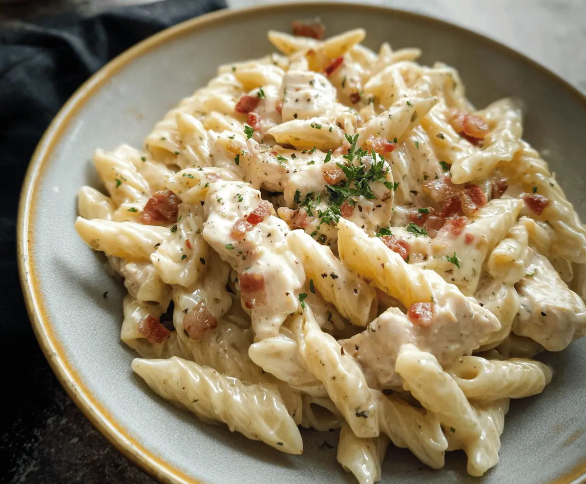 Easy Creamy Chicken Bacon Ranch Pasta Recipe