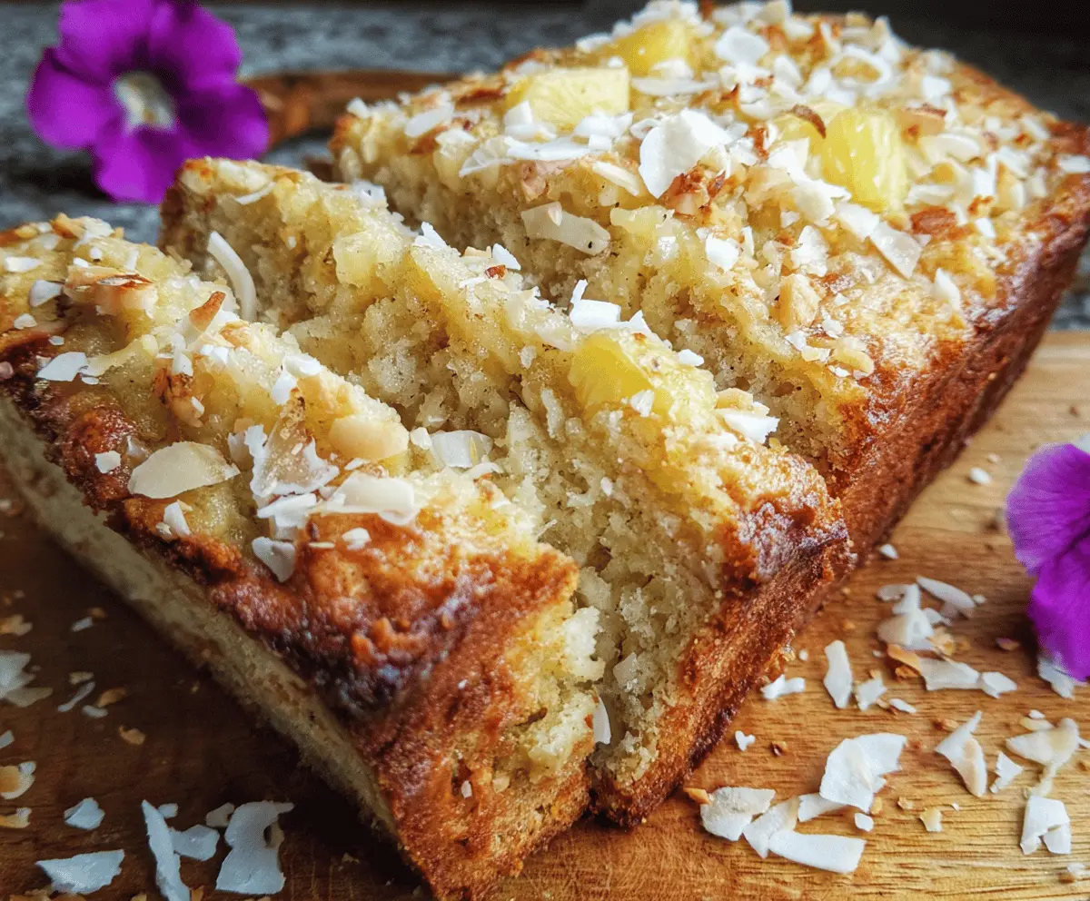 Hawaiian Banana Bread with Pineapple and Macadamia Nuts