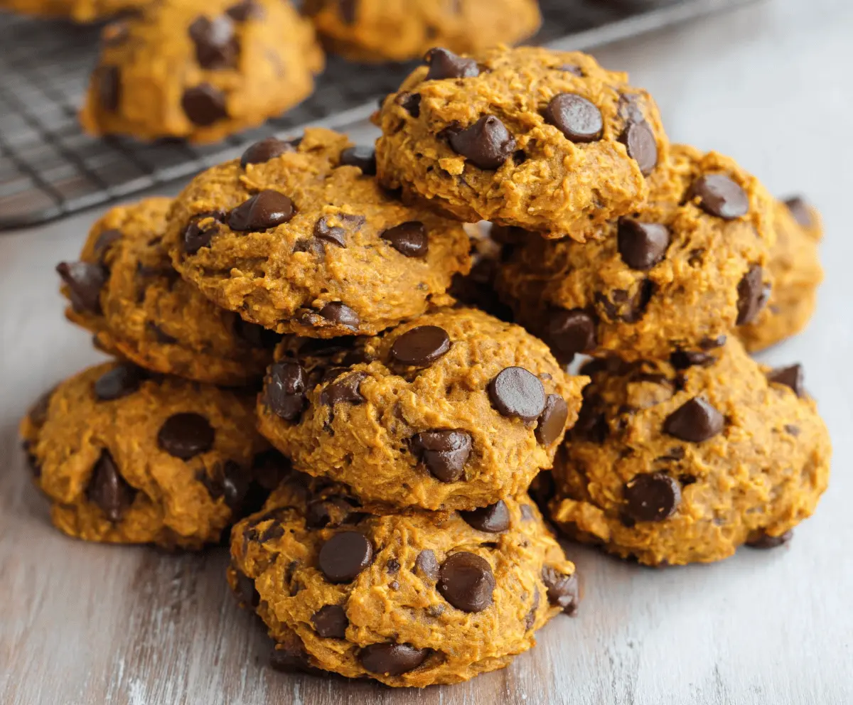 Delicious and healthy homemade pumpkin cookies topped with cinnamon and nuts, perfect for a fall treat.
