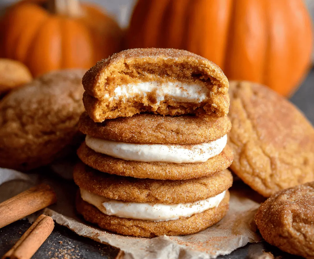 Delicious pumpkin cheesecake filled cookies with cream cheese filling and spiced pumpkin flavor, perfect for fall dessert