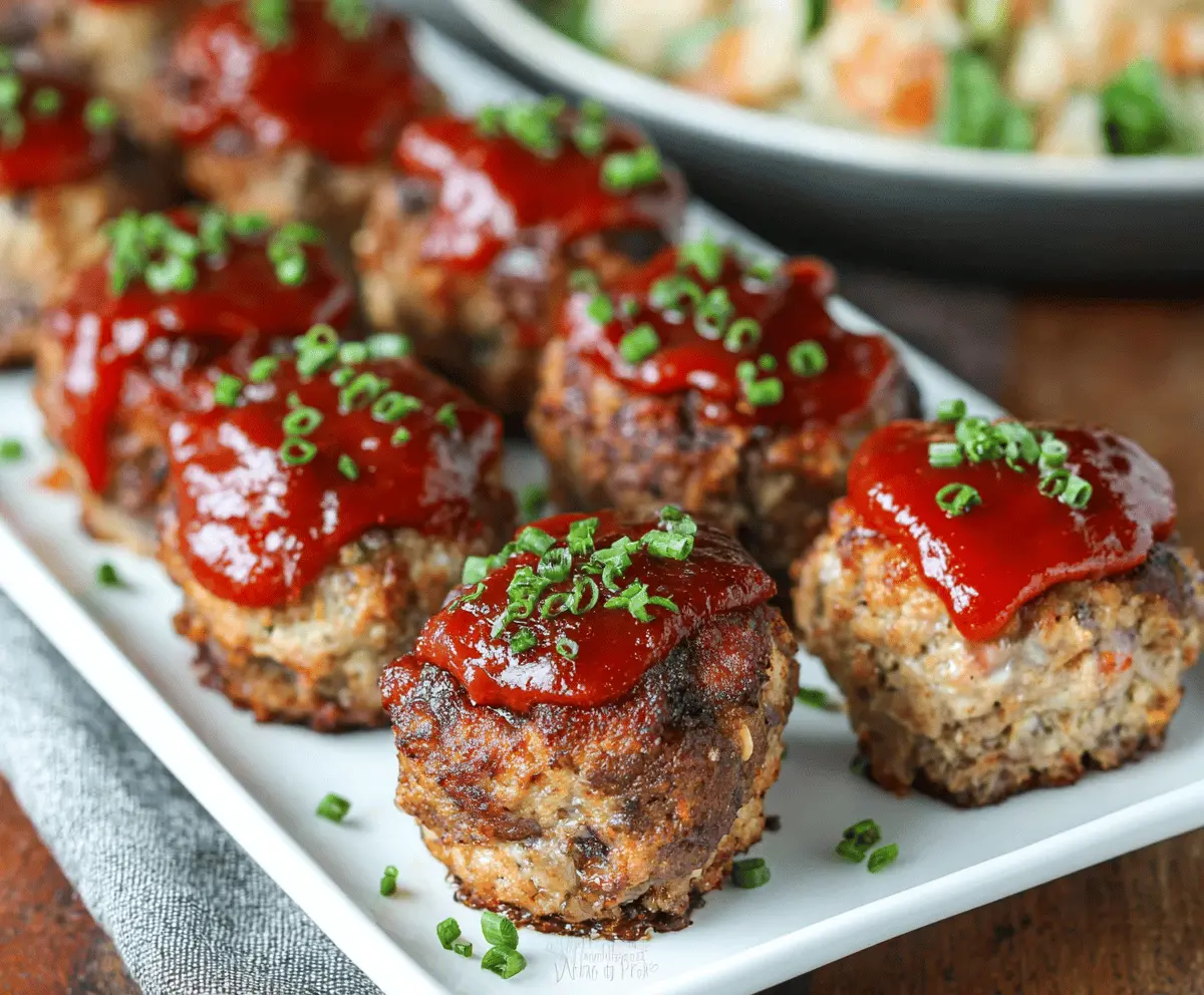 Delicious homemade Meatloaf Bites served on a plate, perfect for appetizers or snacks