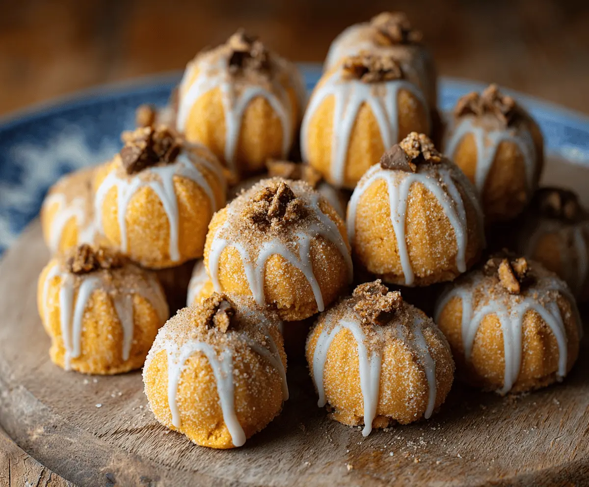 Creamy pumpkin cheesecake truffles coated in chocolate, perfect for fall desserts and holiday treats.