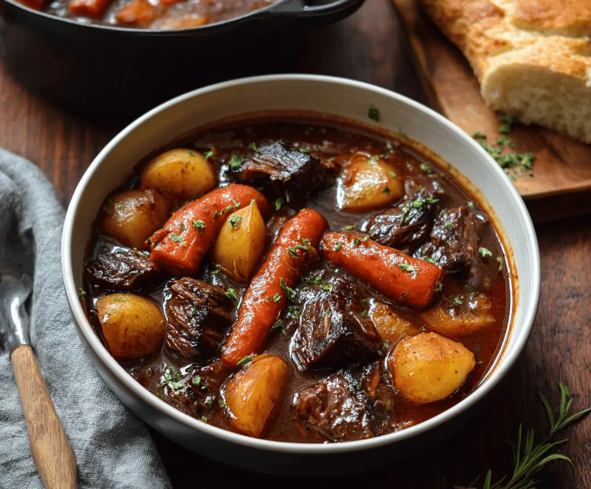 Red Wine Beef Stew with Carrots & Potatoes
