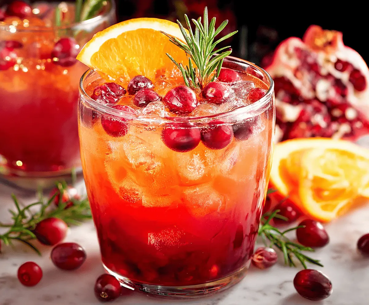Festive Christmas Punch served in a glass bowl with fruits and holiday decorations