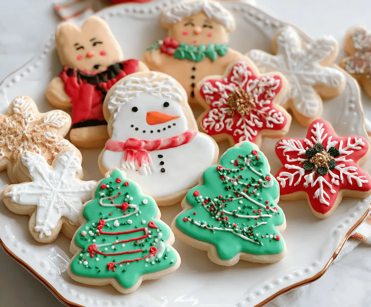 Delicious Christmas sugar cookies decorated with festive icing and sprinkles for the holiday season.