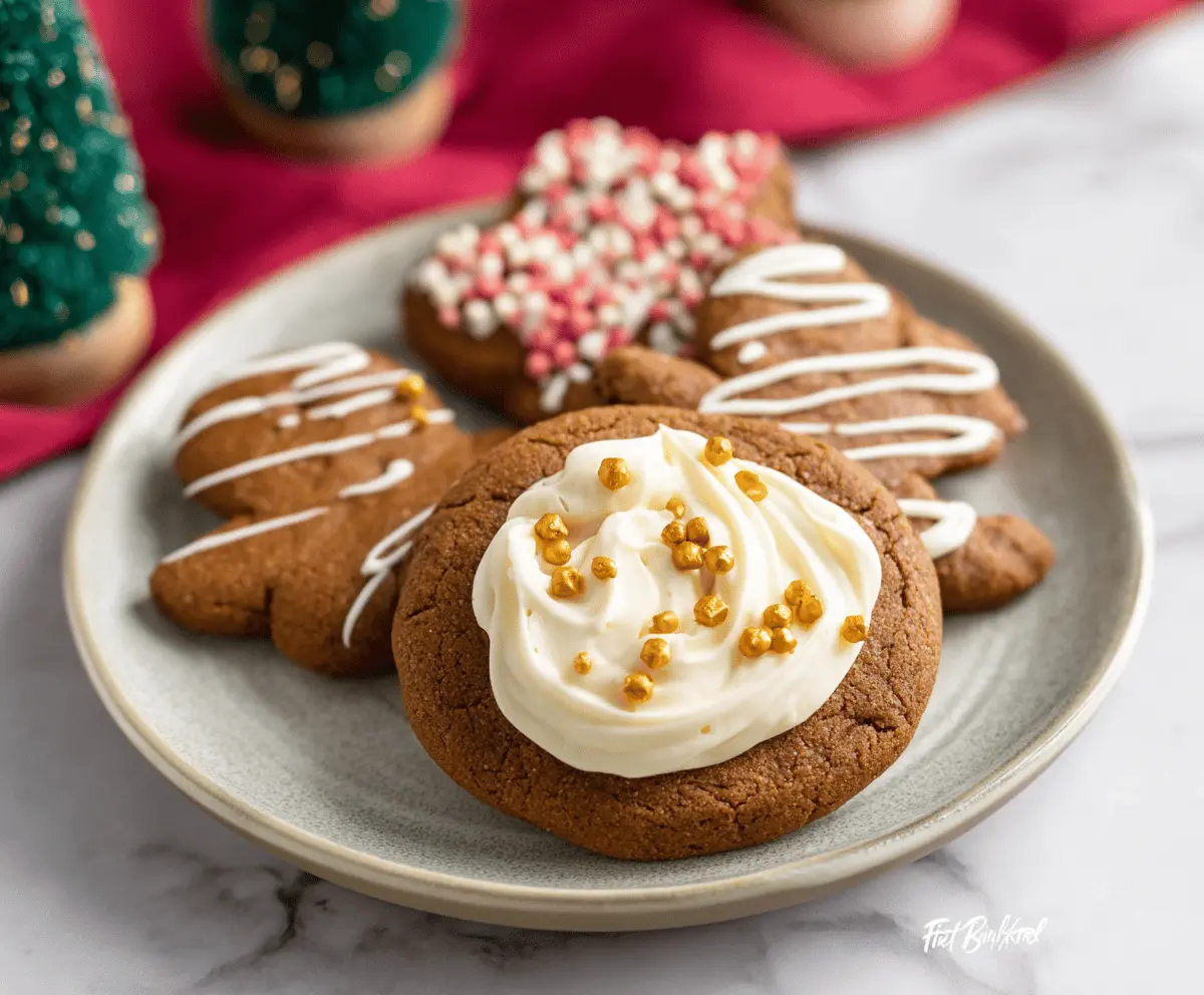 Delicious Crumbl Gingerbread Cookies with festive spices and icing decoration