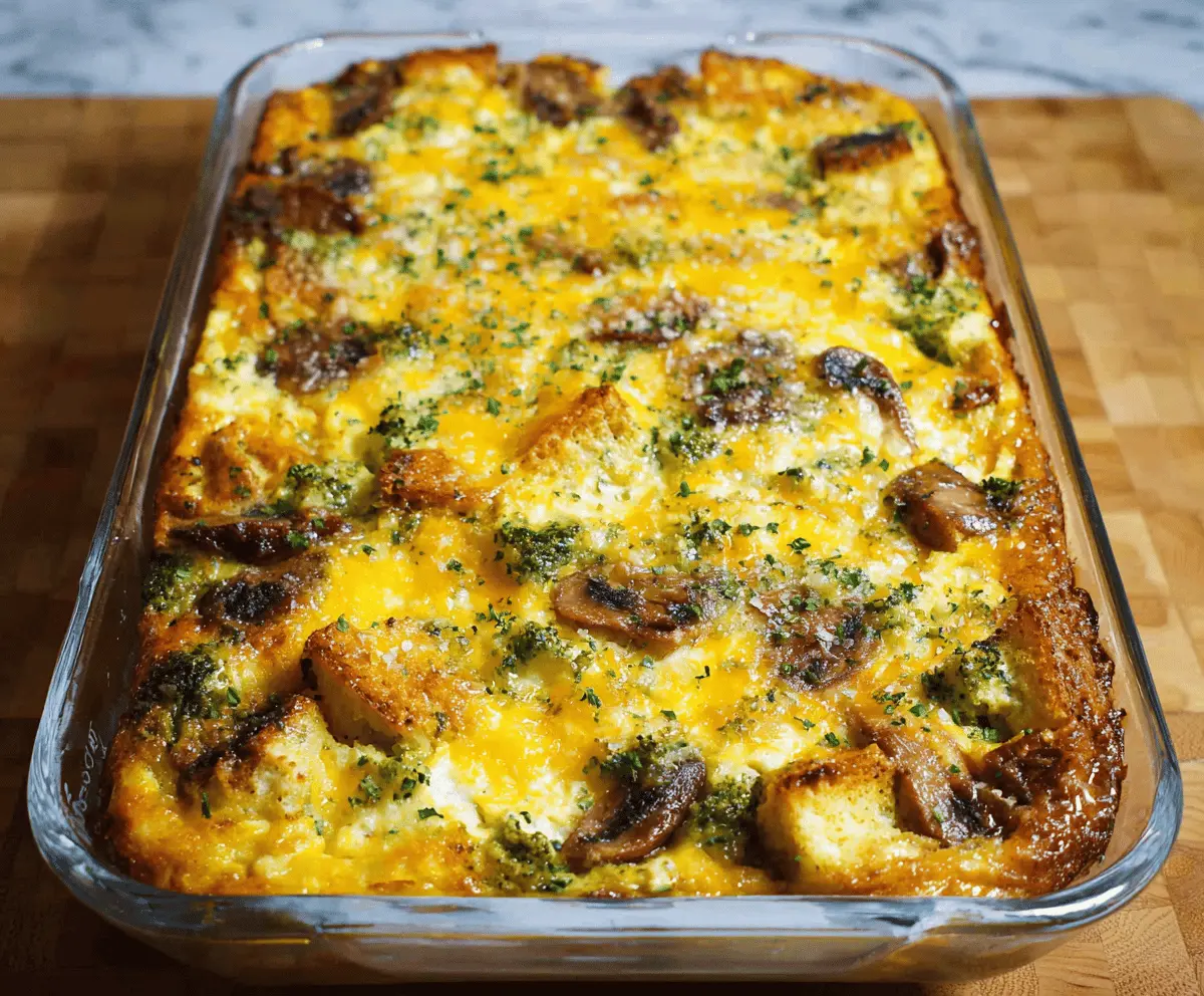 Delicious Egg Bake Casserole with eggs, cheese, and vegetables ready to bake.