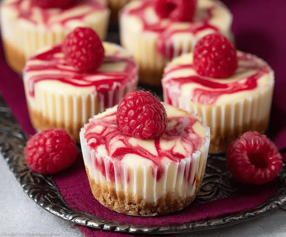Delicious Raspberry Cheesecake Cupcakes topped with fresh raspberries and creamy cheesecake filling.