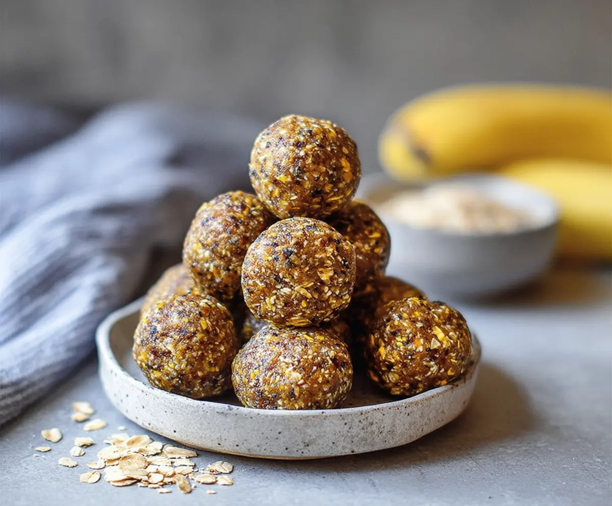 Healthy banana energy balls with oats and chia seeds for a nutritious snack.
